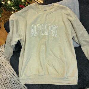 Tan Gildan alpha phi crewneck